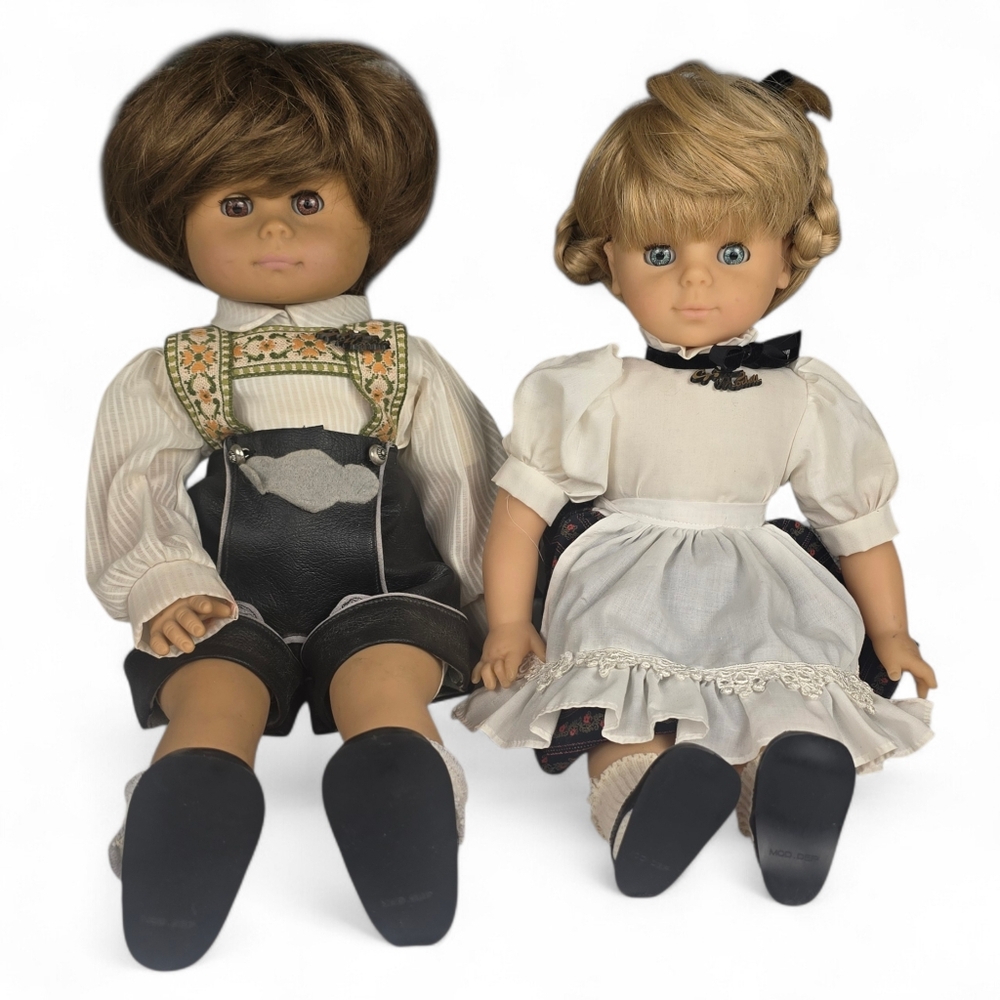 Vintage RARE Hans Gotz Girl & Boy‎ 18" Twin Modell Dolls Hanzel And Gretel ☆